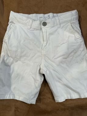 Zara kids White Flat-Front Chino Shorts